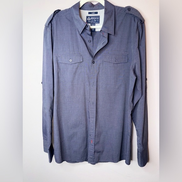American Rag Men’s Long Sleeve Button-Up Shirt – Size Large Gray - Picture 2 of 5